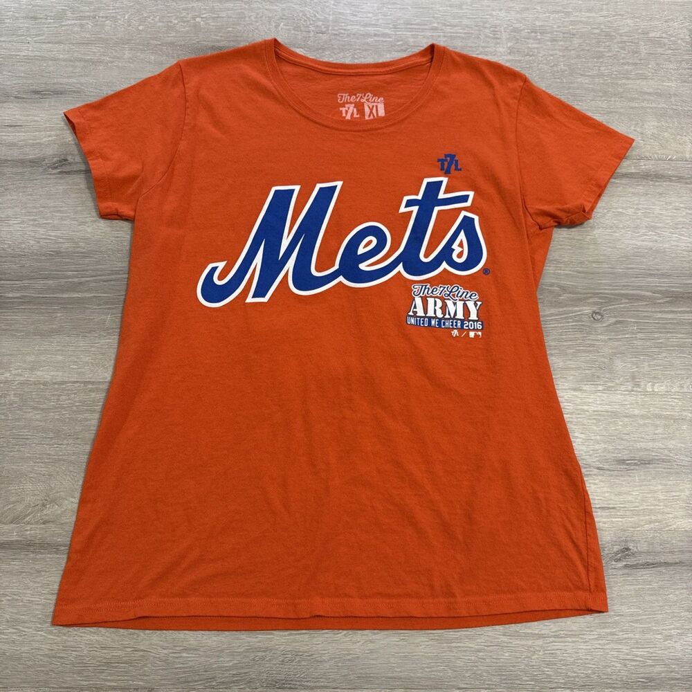 New York Mets Baseball Shirt The 7 Line Women’s Orange Top Size XL